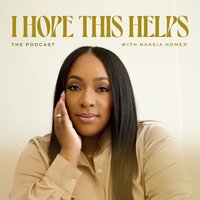 podcast cover for 'I Hope This Helps The Podcast' featuring a Black woman with her palm to her face