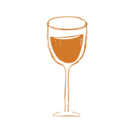Orange Handdrawn Icon of a Wine Glass