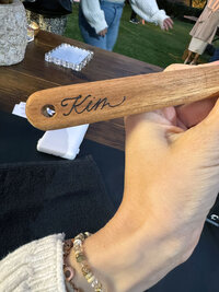 Wood Burning Activation on Salad Spoons with Calligraphy