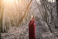 Appleton Maternity Photo in woods at sunset | Glory Be Photography by Tara Bos