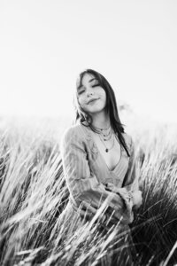 High School Senior Portraits in Grass Field Naples Florida