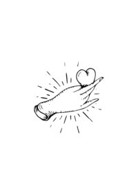 Photographer logo with hand, heart, and script font