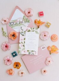 Wildflower inspired wedding invitation