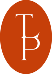 Timberline photography submark with a 'T', 'L', ' P' configured togther over a dark orange oval