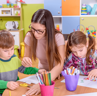 teacher doing activities with kids