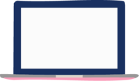 Simple illustration of a pink and blue laptop