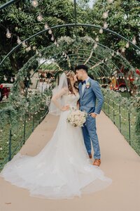 Bride and groom kissing at wedding south florida