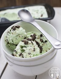 mint chip ice cream in a bowl