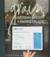 Official certification marking Grain Artisan Bakery’s achievement as a fully certified gluten-free bakery in 2025, celebrating years of dedication to safe, allergen-friendly baking.