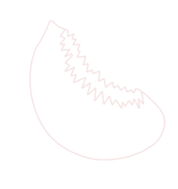 Branding graphic of a peach slice in cream color