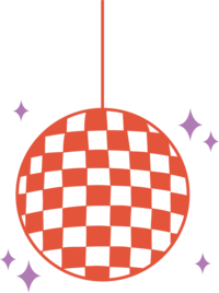 Custom illustration of disco ball icon for Sassy Diva Designs