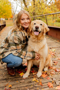 Girl with dog and Fall colors