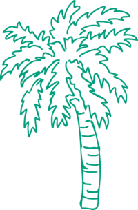 A lush illustration of a vibrant green palm tree, evoking a sense of calm and tropical relaxation.