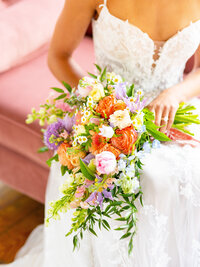 Close up of colorful wedding bouquet