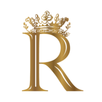 Caption: the letter r with a crown on top of it