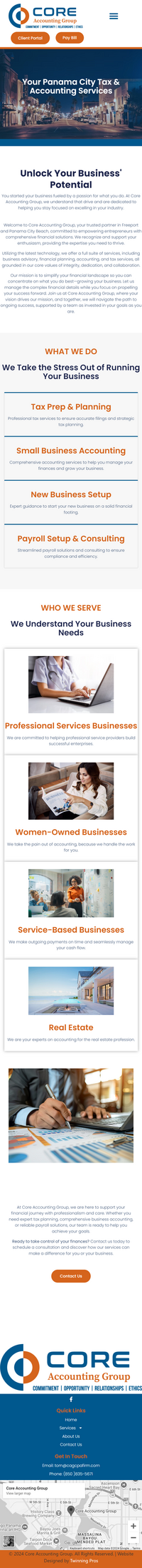 Core Accounting Group Mobile WordPress Website built with Elementor
