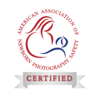newborn photography safety certification  badge from the American  Association of Newborn Photography  Safety