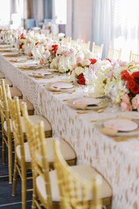 Beautiful reception tablescape at a luncheon