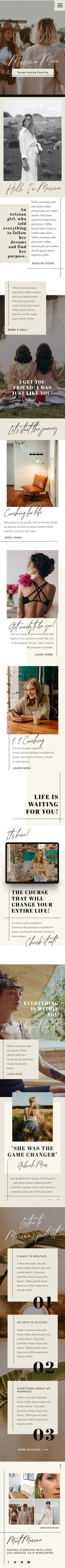 Maxima Showit mobile template, responsive design for photographers and coaches, offering a sleek, mobile-optimized user experience.Maxima Showit Desktop Website Template - Professional Design