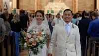Couple at their Catholic wedding