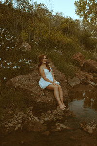 Whimsical senior session at a creek in Abilene, TX