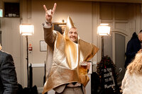 Grandmother having fun at wedding reception