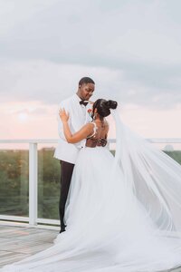 Bride and groom at Illume Rooftop JW Marriott Orlando Bonnet Creek Resort & Spa Wedding