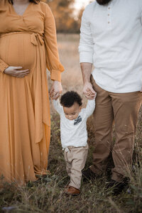 family walking in grass