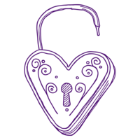 purple heart-shaped lock