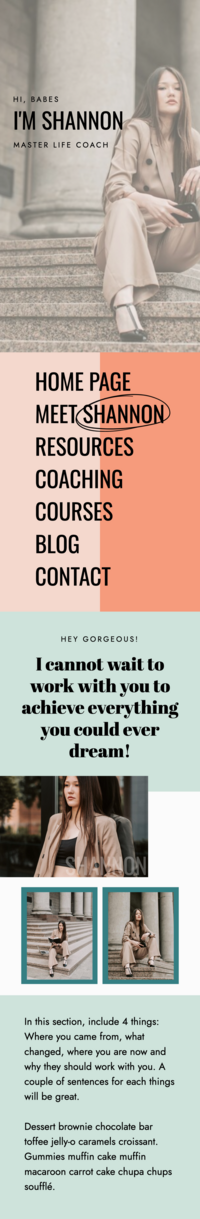 long screenshot of a website that the designer made