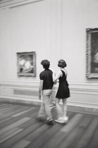 Art museum engagement session photographed by a PA wedding photographer