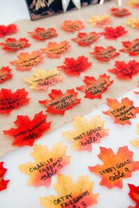 Autumn leaf seating cards