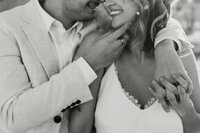 Bride and groom intimate close up during their desert elopement.