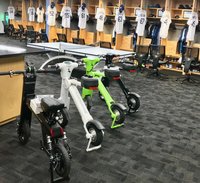 Go-Bikes in the Tampa Bay Rays locker room. V&D Electric Bikes