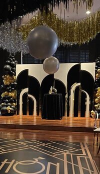 Reception setup with arches and gatsby inspiration