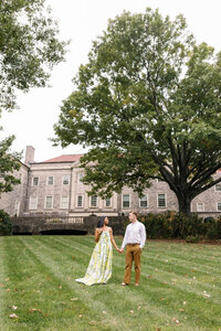 Couple laughing naturally during outdoor wedding vows in Nashville


