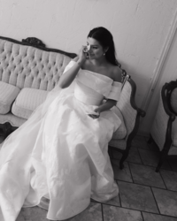 bride wiping her tears on the morning of her wedding in Kentucky 