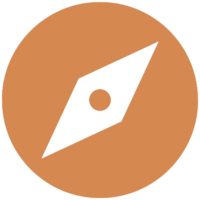 Compass Icon with compass needle pointing north east.