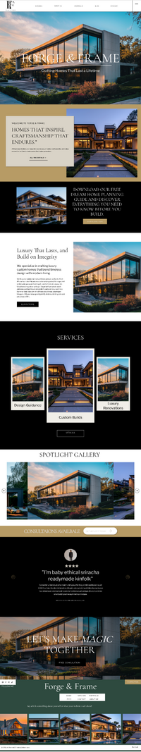 Premium web design for home construction business.