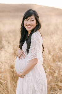 Pregnant woman at maternity photography session in Orange County