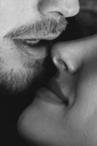 artistic photo of couple about to kiss