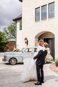 Bride and Groom embrace at the Preserve at Canyon Lake, one of Austin’s best wedding venues.