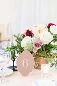 red white and pink reception centerpiece