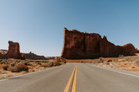 main road that runs through arches national park in moab utah