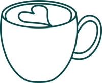 Teal illustration of coffee cup