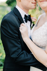 Engaged couple embracing and laughing