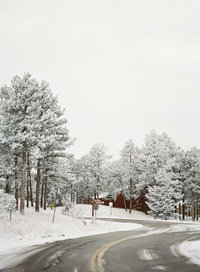 snowy road in denver, co
