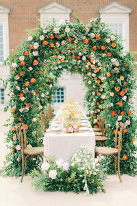 reception table design with flowers