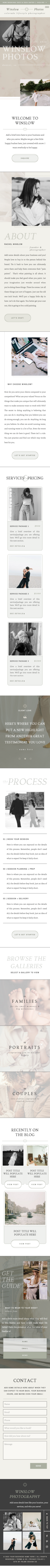 Mobile verion of showit templates for photographers by Palme Design Co