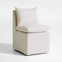 Upholstered outdoor armless dining chair. 